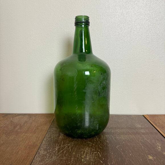 Vintage Green Glass Wine Demijohn Carboy Jug Jar Growler Large Decorative Accent - Picture 2 of 6